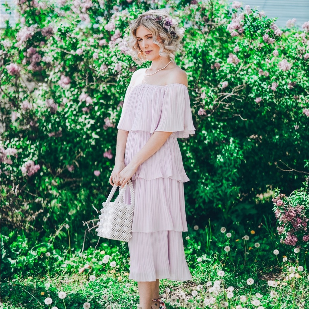 Lulus Gala Ready Off-the-shoulder Midi Dress